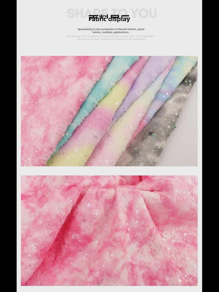 Разноцветная плюшевая ткань с узором в виде звезд из кроличьего меха для домашнего текстиля, одежды, подушек, обуви и шляп