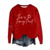 Women's Fashion Round Neck Pullover Top Long Sleeve Tee Printed Sweatshirt