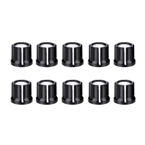 Set of 10 Adjustable Volume Control Knobs, Rotary Button Potentiometer Control Knobs with D-Shaped Shaft Caps for Electric Guitars and Basses