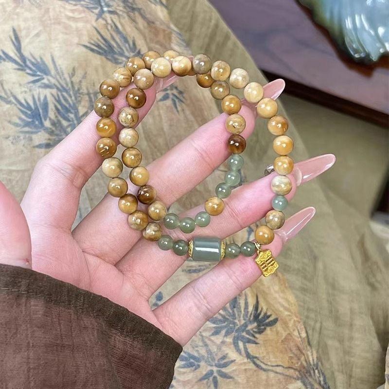 Оригинальный нишевый дизайн Новый китайский стиль холодный дзен шарм двухслойный многоярусный браслет из бусин изысканный высококлассный браслет