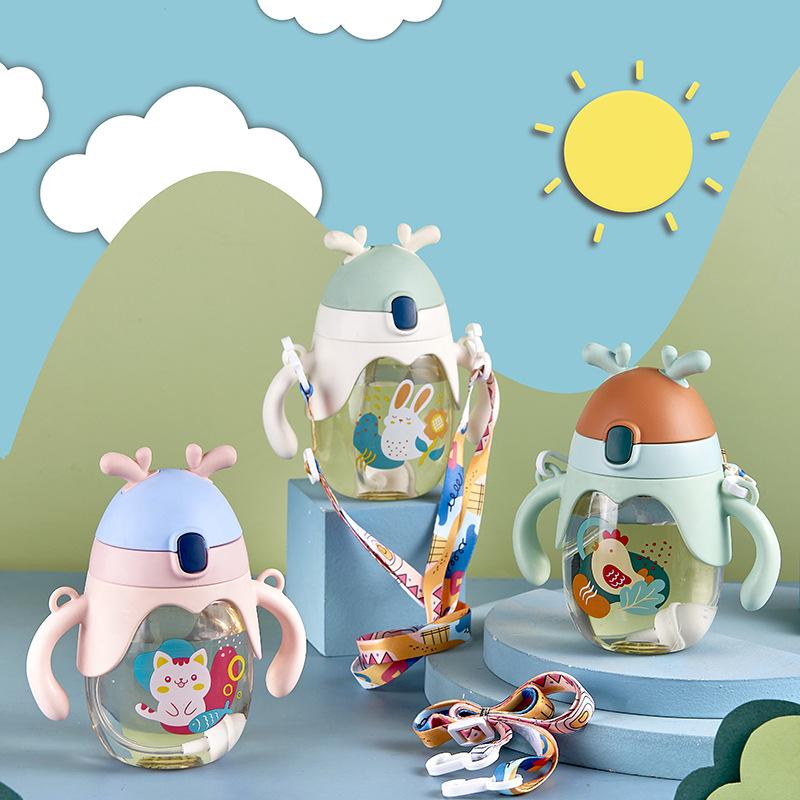 350 мл милый мультяшный стаканчик с ручкой в виде рогов оленя, симпатичный летний детский стаканчик с ручкой, детский стакан для воды