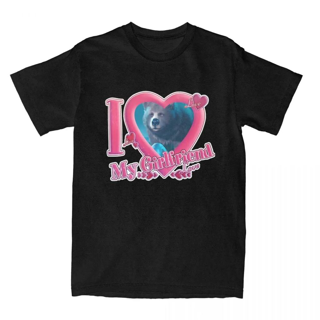 Men's I LOVE MY GIRLFRIEND HALSIN BEAR T Shirt Baldur's Gate Pure Cotton Clothing Short Sleeve Crewneck Tee Shirt Gift T-Shirts