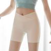 Женские защитные шорты с перекрестным поясом и высокой талией, бесшовные леггинсы из ледяного шелка для йоги, однотонные ультратонкие шорты
