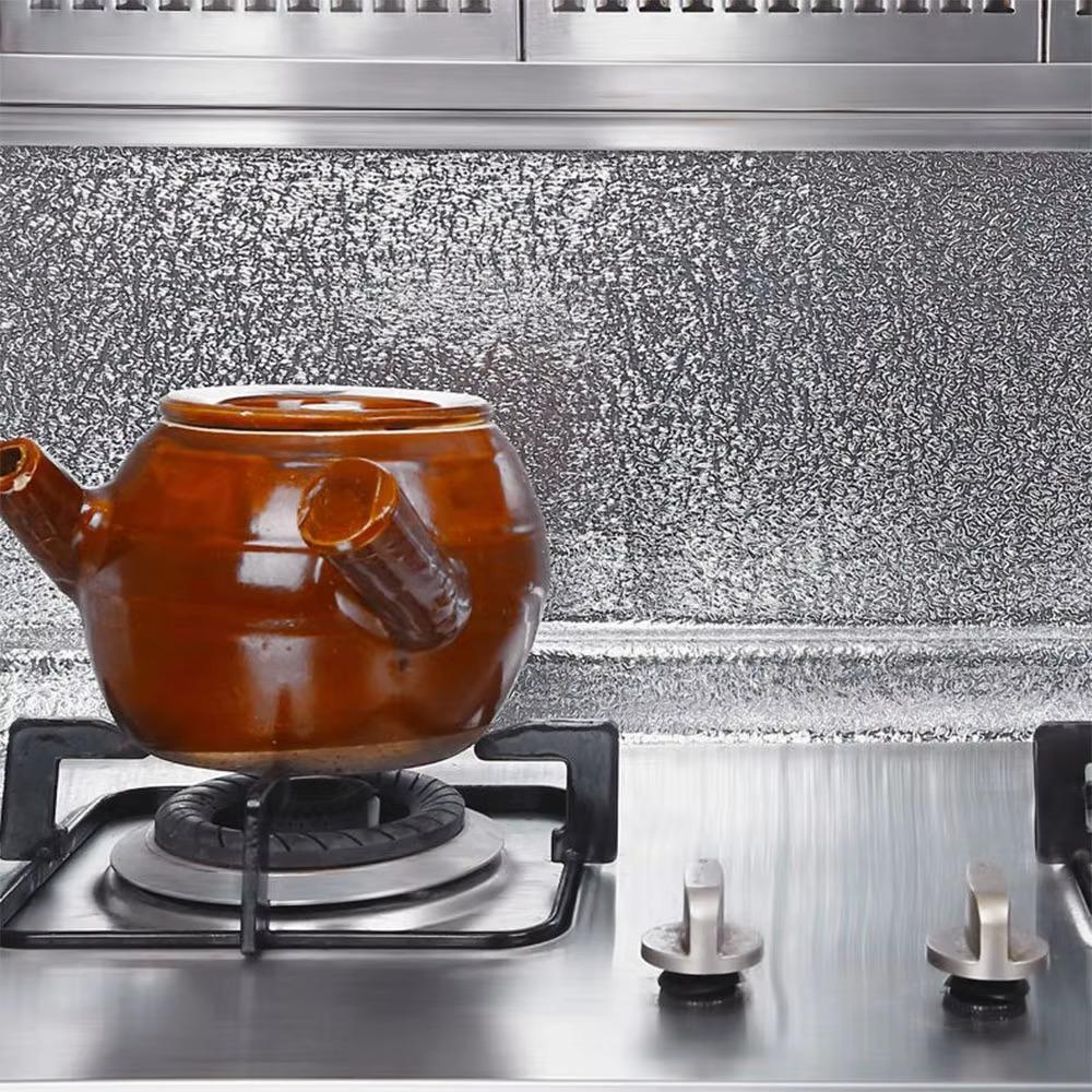 Oil Resistant Stickers Waterproof And Cabinets Stoves Aluminum Foil Paper Kitchen High Temperature Resistant Wall Stickers