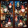 Reusable Static Decals Christmas Gnome Window Cling Waterproof Snowflake Glass Decal PVC Faceless Dwarf Sticker for Holiday Decoration Festive