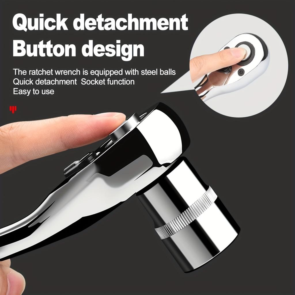 Набор трещоточных ключей с 72 зубьями, Хром-ванадиевая сталь, Автоматический двусторонний механизм, Раздвижной, Эргономичная рукоятка, с быстрым гнездом