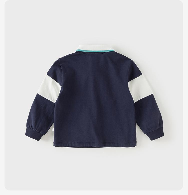 David Bella boys' polo shirt spring outfit new children's long sleeved T-shirt baby contrasting pure cotton top