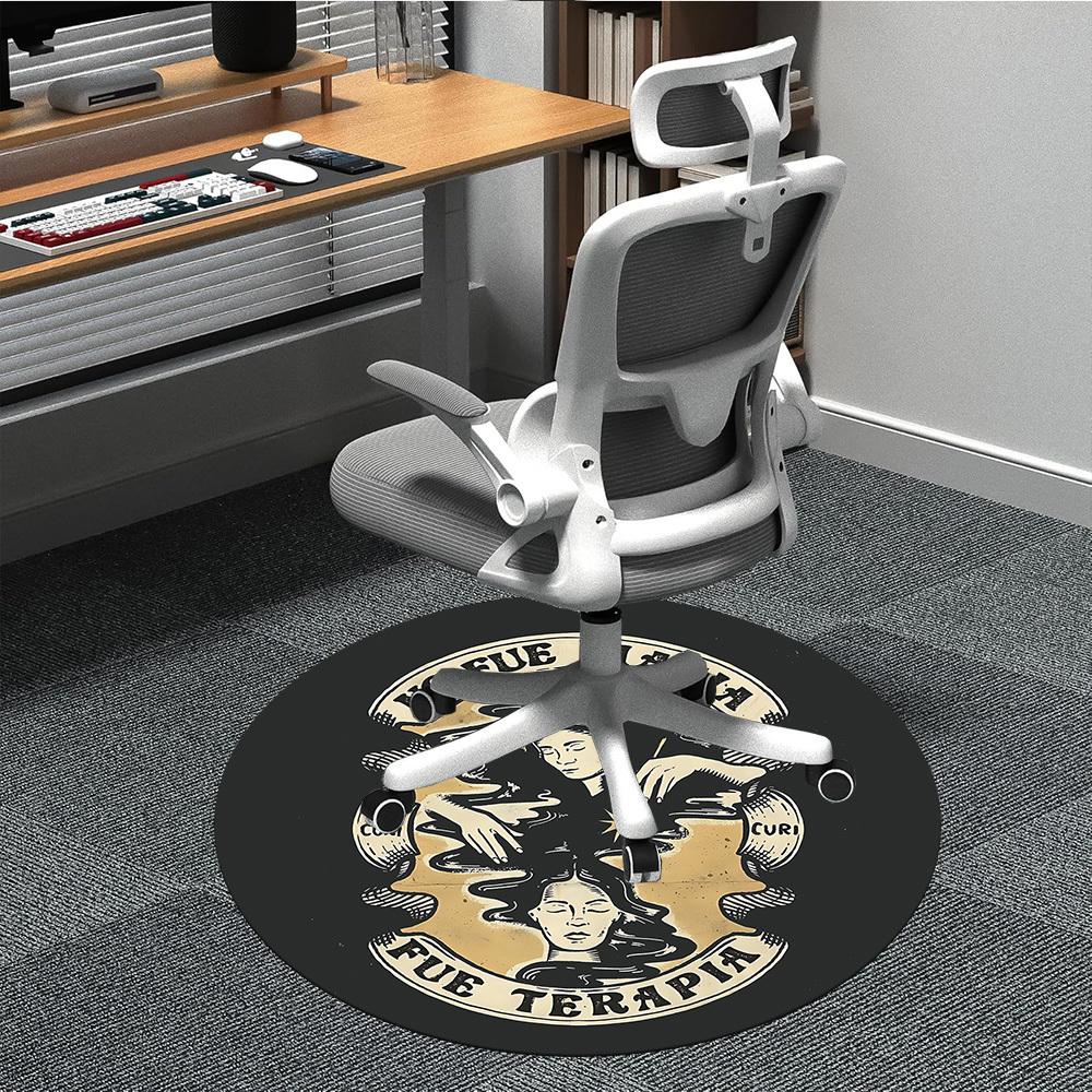 1pc Therapy Healing Relax Office Round Area Rug, Mat Suitable For Office, Under Office Chairs Bedroom Living Room Home Decor, Room Deco