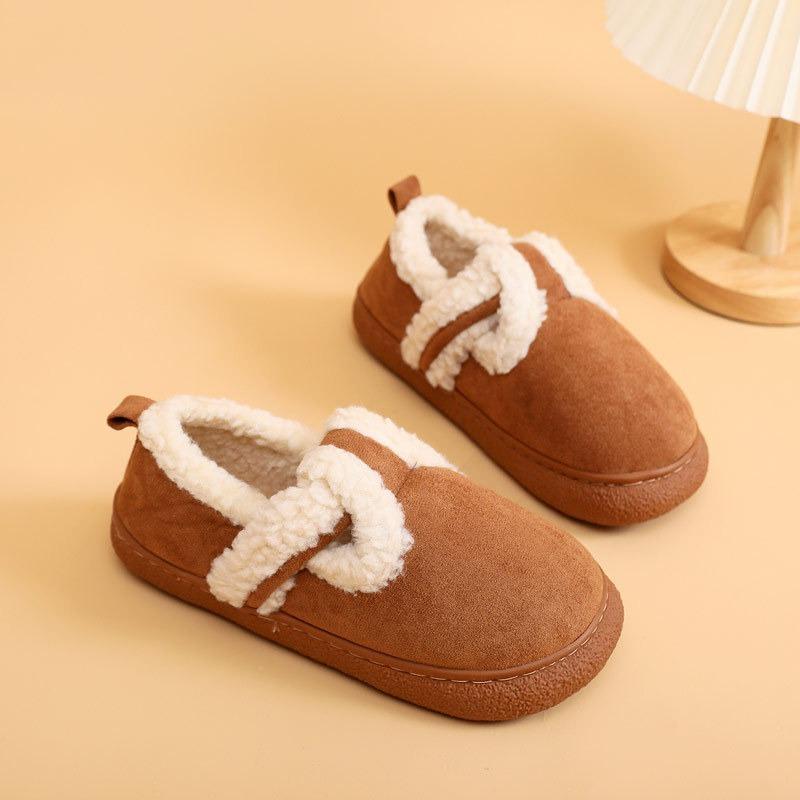 Поддержка нескользящая платформа хлебные туфли хлопковые туфли женские зимние удобные модные коричневые теплые верхние хлопковые туфли