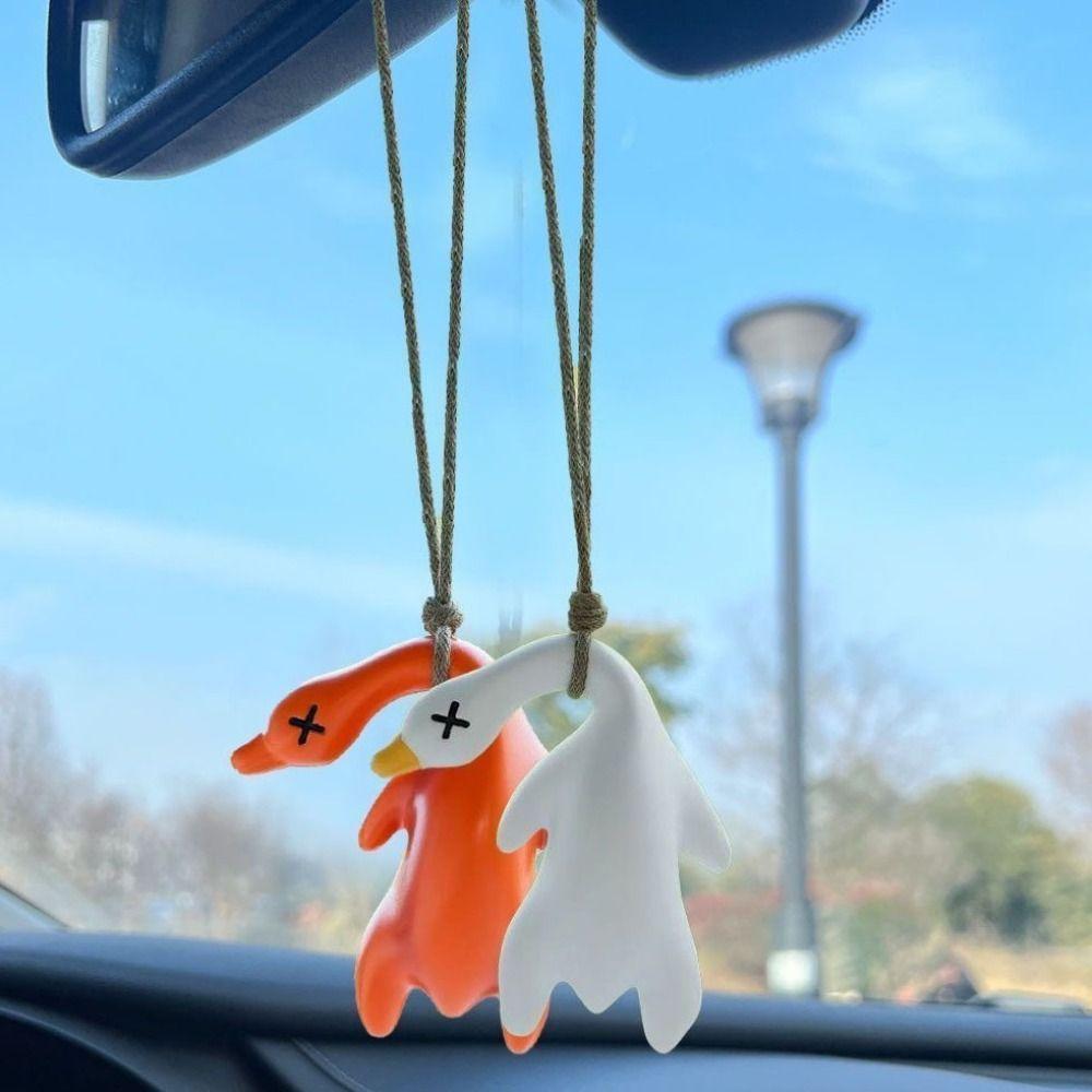 2Pcs Cute Color Changing Swing Goose Fashion Car Hanging Ornament Swing Duck Car Pendant Wall Decor