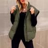 Однотонный жилет из хлопка на молнии, женская толстая теплая куртка с воротником-стойкой, пальто для поездок на работу, свободная повседневная верхняя одежда, новая мода на осень и зиму