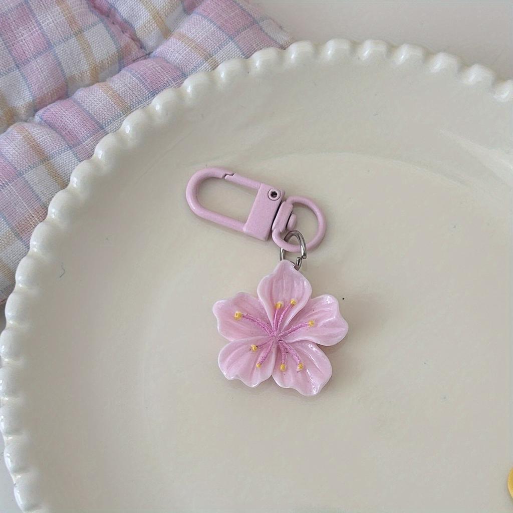 Romantic Cherry Blossom Keychains Sweet Minimalist Floral Charms, Lobster Clasp Gift for Couples and Friends, Decorative Bag Accessories