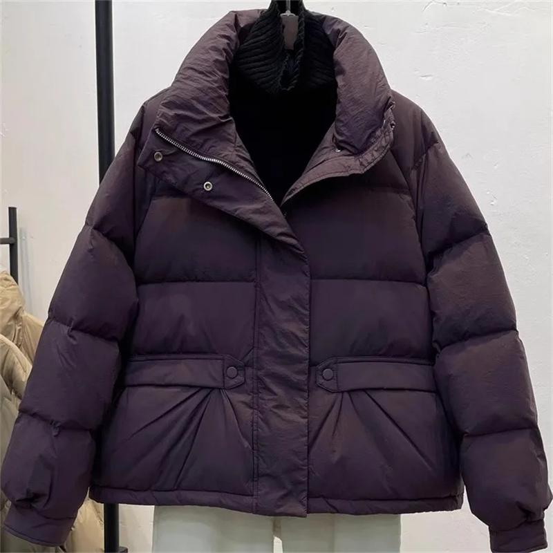 Parkas Women Puffy Jacket Fashion Loose Casual Winter Stand Collar Coat Female Lightweight Short Down Cotton Jacket Out