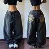 New Retro American Street Hip-hop Loose Jeans Female Y2K Harajuku High Waist Wide Leg Pants Gothic Wide Pants Street Pants