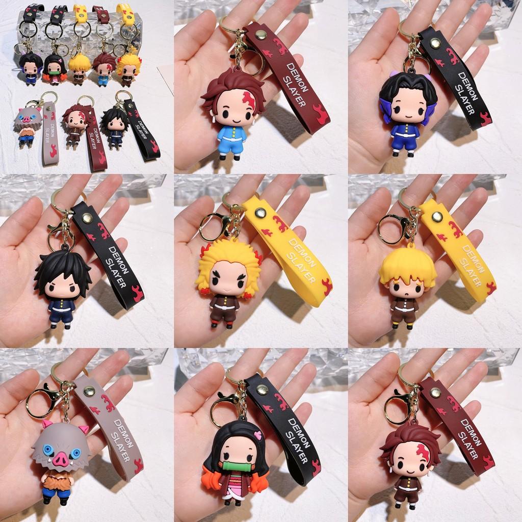 Cute Demon Slayer Keychain Tanjiro Nezuko Inosuke Figurine Gift For Backpacks