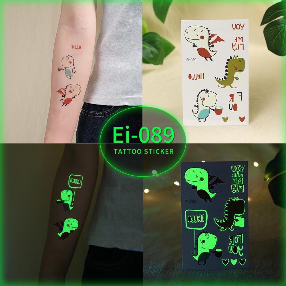 Glow-in-the-Dark Dinosaur Temporary Tattoo Stickers for Kids