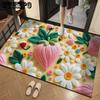 Entrance Door Mat 3D Floral Bathroom Door Absorbent Floor Mat Machine Washable