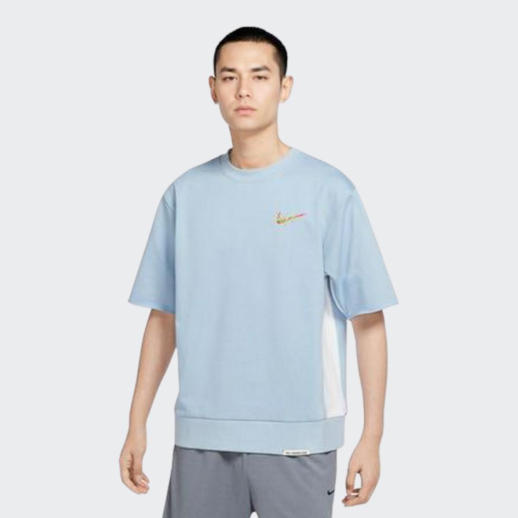 Nike Футболка с короткими рукавами и короткими рукавами для тренировок в стиле пэчворк с круглым вырезом, мужские топы, синий DV3201-425