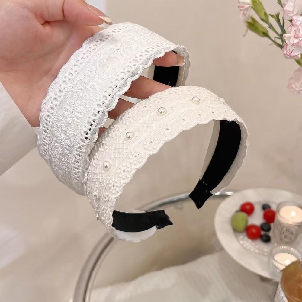Beige Headband Wide Edge Pearl Hair Band Elegant Hair Hoop Hair Women Accessories