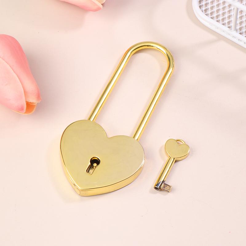 1 Set Metal Heart Shaped Padlock Antique Style Love Lock Set With Key Wedding Valentine'S Day Gifts Couple Wishing Lock