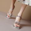 Fashion 2024 Summer New Women's Shoes Fairy Open-toed Shoes High Heels Women's Rhinestone Sequins Thick Heel Sandals Women's