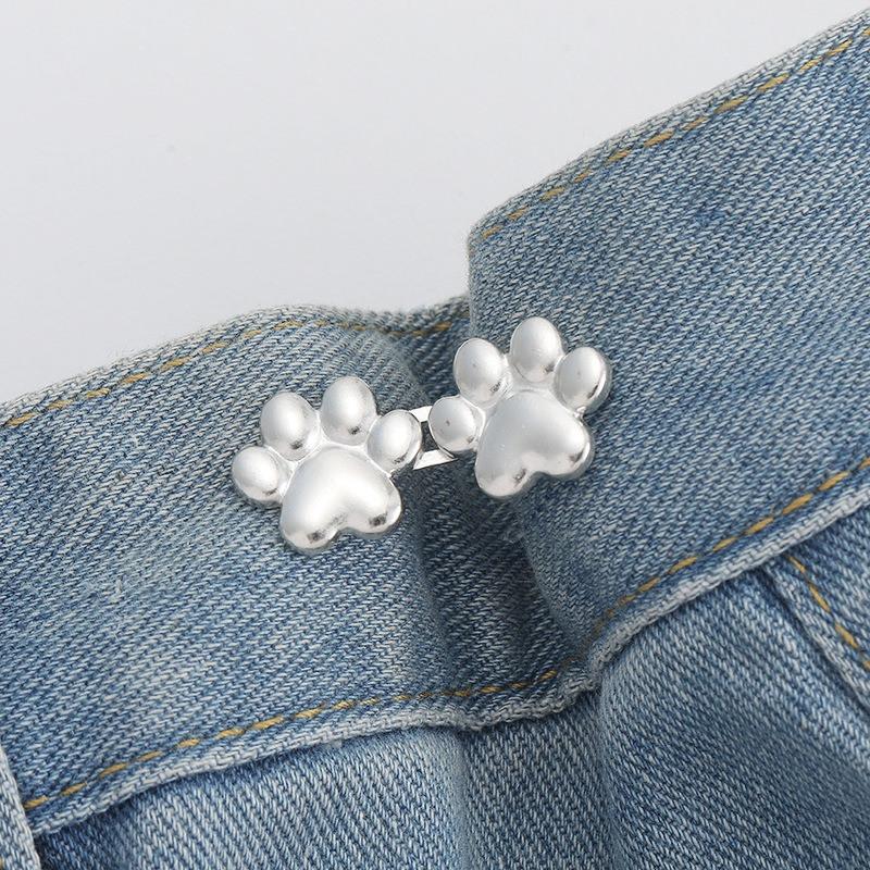 Cute Cat Claw Tighten Waist Buckle Metal Brooches Pins Clip Adjustable Snap Button Jeans Buttons Detachable Clothing Accessories