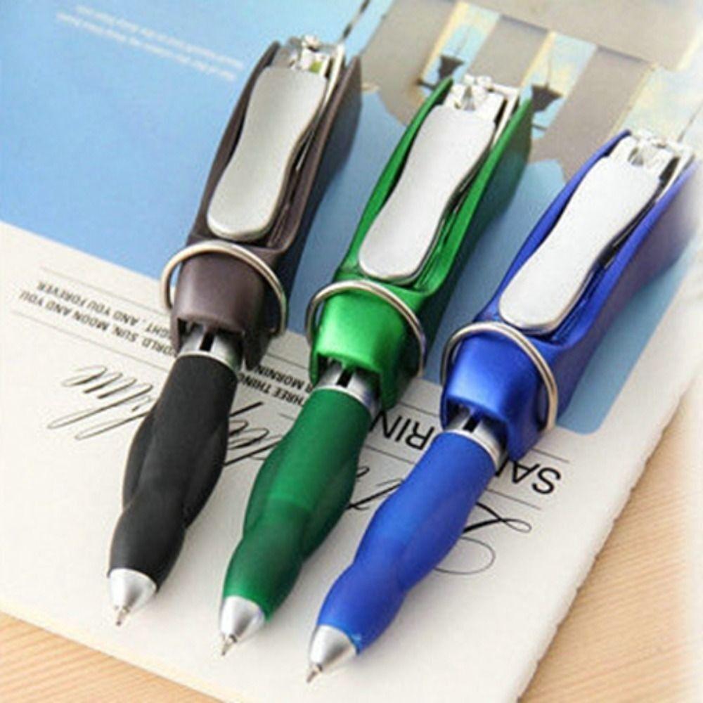 Multifunctional Ballpoint Pen 0.7 Blue Refill Nail Clipper Pen New Keychain Pen