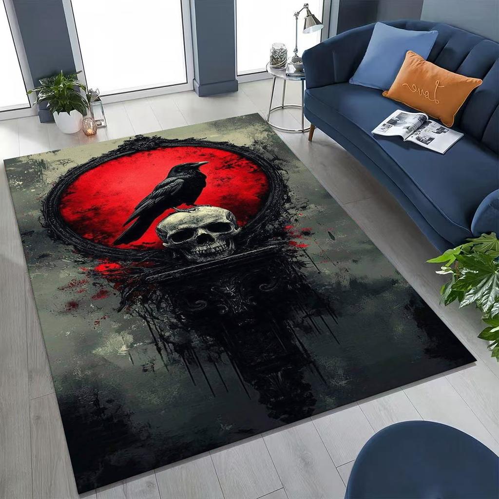 Viking Oding Raven Crow Huginn Muninn Norse Mythology Rug for Bedroom Living Room Sofa Home Doormat Decor,Kid Non-slip Floor Mat