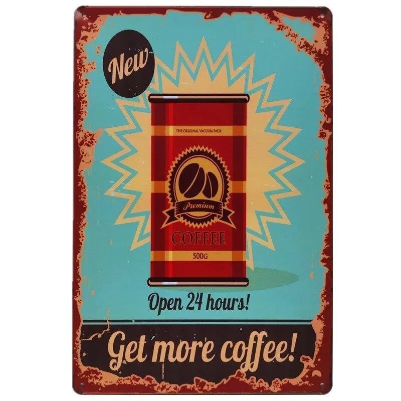 Vintage Metal Tin Signs Wall Decor Plaque Retro CafeArt Posters Kitchen Bar Pub Club Coffee Shop Plate Room Decoration
