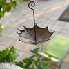 Creative Metal Umbrella Bird Feeder with Hooks Upside Down Umbrellas Birds Bath Hangable Iron Birdbath for Outdoor Decoration