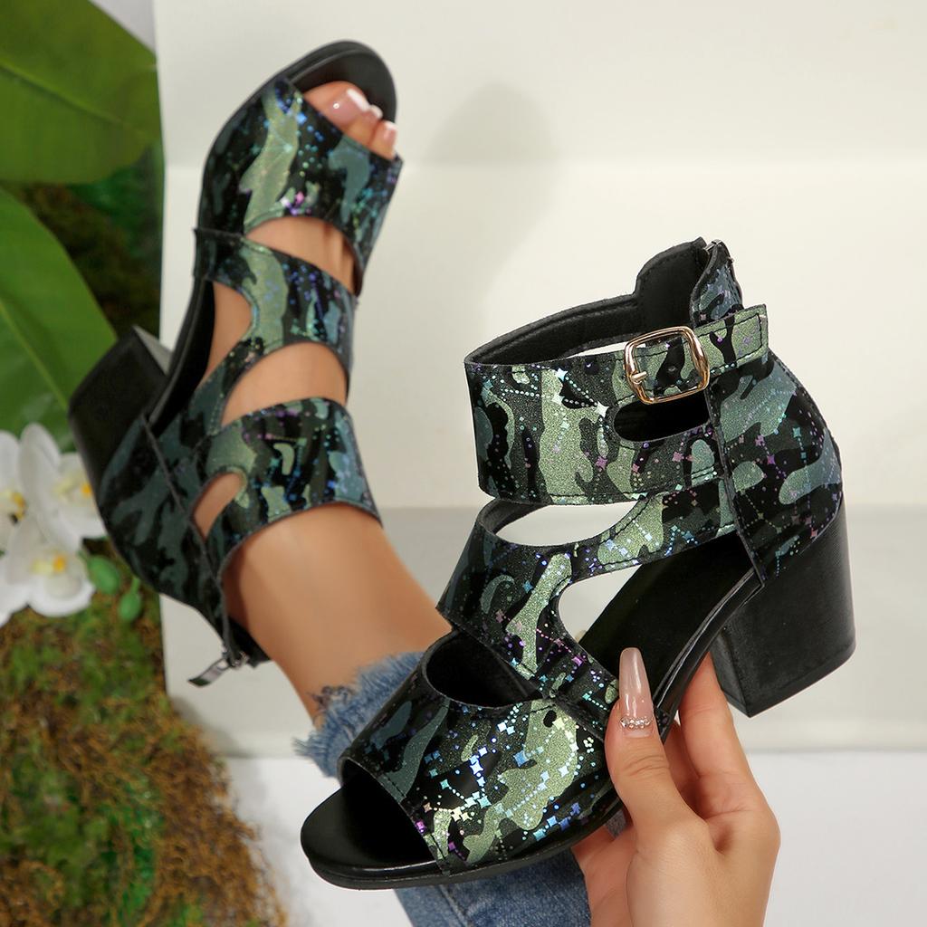Fashion 2025 New Women Sandals Brand Designer Cross Strap Sandals Colorful Pattern High Heels Sandals Women Sexy Plus Size Shoes Women