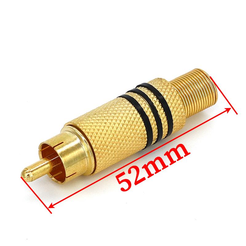 2Pcs Metal Shell RCA Male Plug Gold Red Black Spring Type AV Audio Video Connector Soldering DIY Cable Accessories