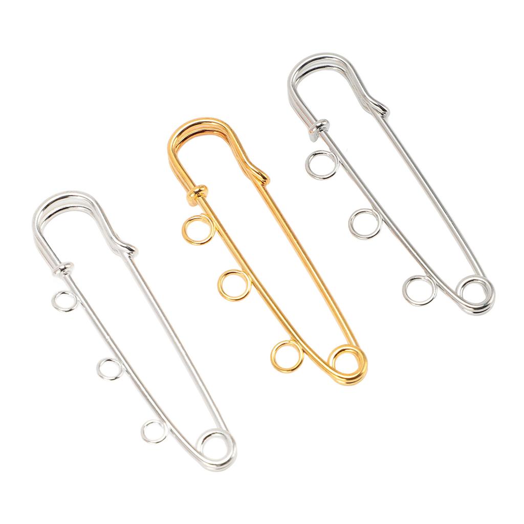 30pcs Brooch Pins with 3 Holes Safety Pins Brooch Heavy Duty Kilt Pins Fasteners for DIY Crafts Sewing Clothing Blanket