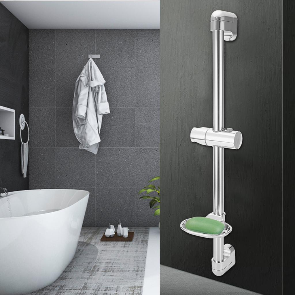Stainless Steel Lifting Handhold Shower Head Holder Bracket with Soap Box G1/2