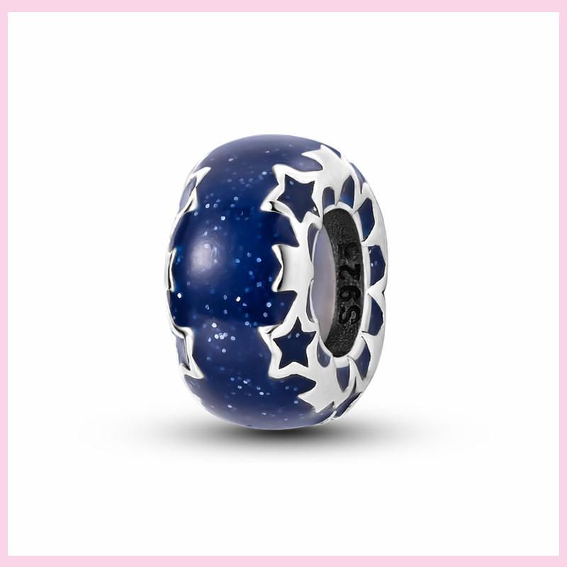 925 Sterling Silver Murano Glass Red Beads Blue Pink Purple Round Charm Plata De Ley 925 For Original Bracelet Jewelry