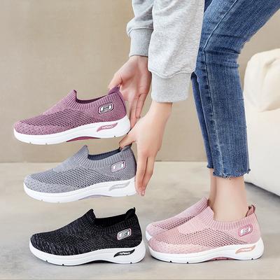 Новые женские повседневные туфли, спортивная обувь, ультралегкие и удобные спортивные туфли, летающие тканые теннисные туфли для женщин с плоской подошвой