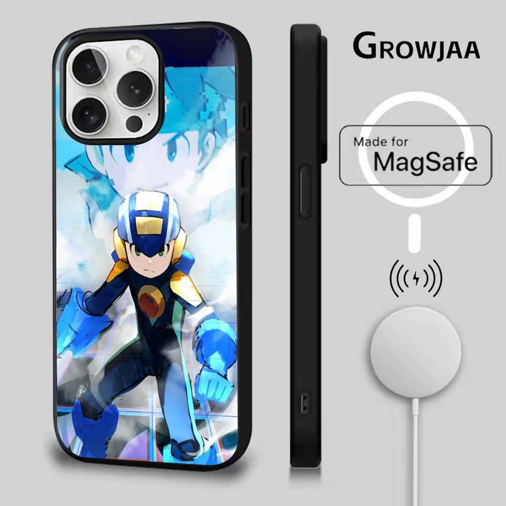 Чехол для телефона игры R-Rockman M-Megaman Для iPhone 16e,16,15,14,13,12,11,Plus,Pro,Max,Mini Магнитная беспроводная зарядка Magsafe