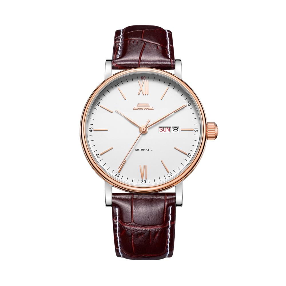 Beijing Classic Series Date and Day Watch 40mm Leather Man Watch Men Mechanical Automatic Skeleton Business Stainless Steel