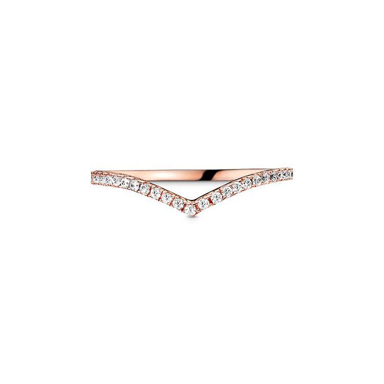 Pandora Small Luxury Wish Sparkling Ring Women ring Rose-Gold 186316CZ