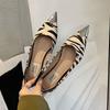 Korean Version Thick Heel Zebra-stripe Spike Low-heel Women Flat Shoes 2024 New Fashion Sexy Shallow Mouth Casual Shoes Summer