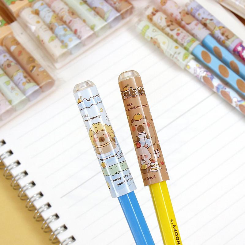 6 шт. мультяшный кавайный капибара карандаш колпачок защитный карандаш наконечник чехлы удлинитель карандаша креативный защитный чехол для карандаша