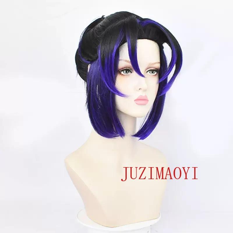 Anime Kochou Shinobu Synthetic Wig Black Purple Gradient Lovely Ponytail Hair Cosplay Wig Heat Resistant Wigs Halloween