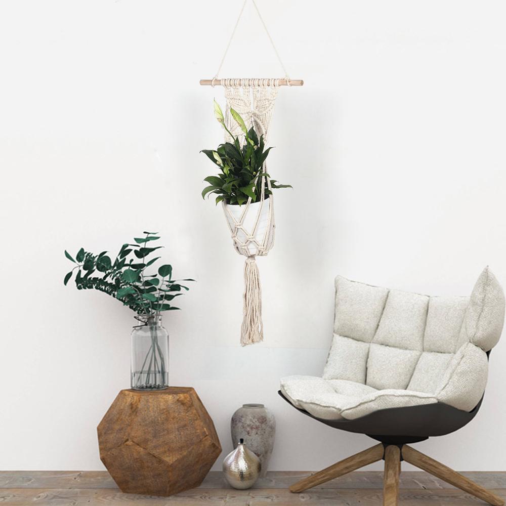 Вешалка для растений, Вешалка для растений в технике макраме Подвесная вешалка для цветов Настенное искусство в винтажном стиле