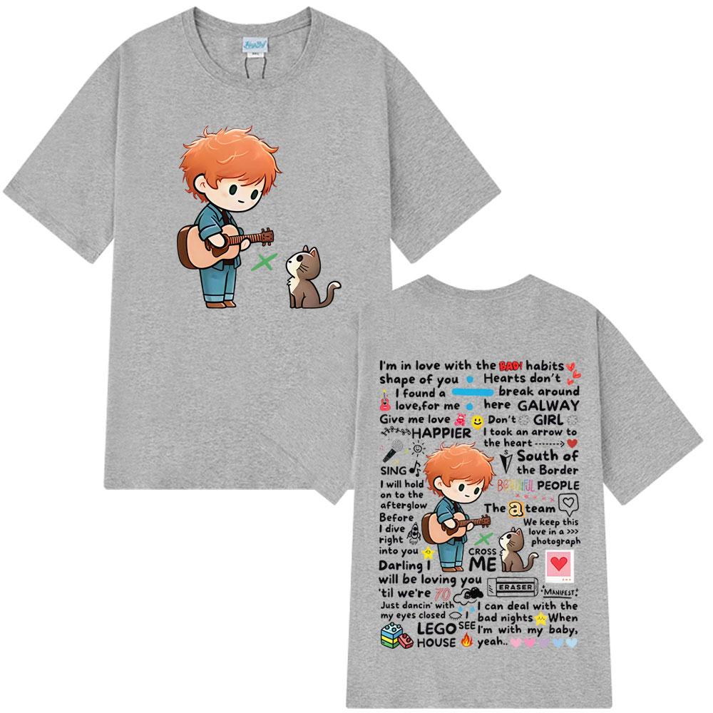 2025 Summer Ed Sheeran European Tour Graffiti Pattern Hot Sale T-Shirt Men Women Harajuku 100% Pure Cotton Printed T-shirt Y2k