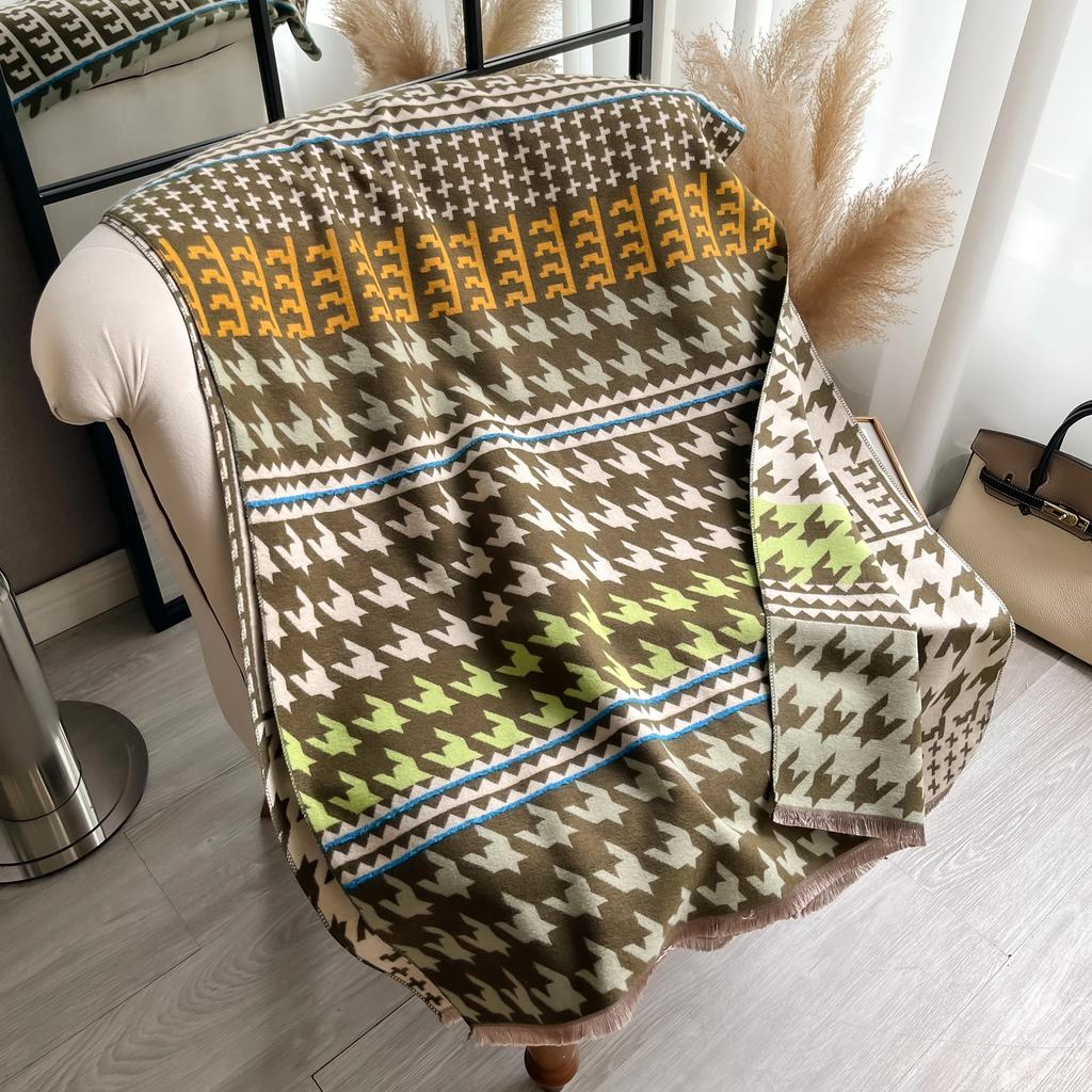 New Houndstooth Print Scarf for Women Warmer Winter Cashmere Pashmina Scarves Shawls Female Thick Blanket Wraps Foulard 2026
