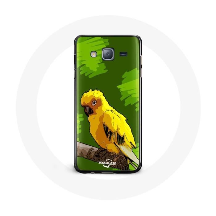 Чехол для samsung galaxy J7 2016 Попугаи желтые Фон Зеленый