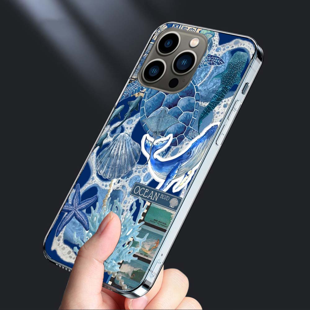 Морская Синяя Пляжная Океанская Чехол для Телефона Для Iphone 16E 15 Pro 14 Plus 17E 16 17 Pro Max Air 11 12 13 Mini Ударопрочный Capa Милый Чехол