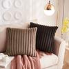 Throw Pillowcase Soft Plush Striped Pure Color Square Shape Bedroom Living Room Sofa Decoration Pillowcase Pillow Cover