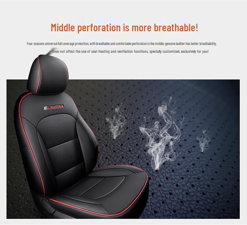 Hyundai Elantra Leather Car Seat Cushion - Perforated, All-Season, 5-Seat Compatible