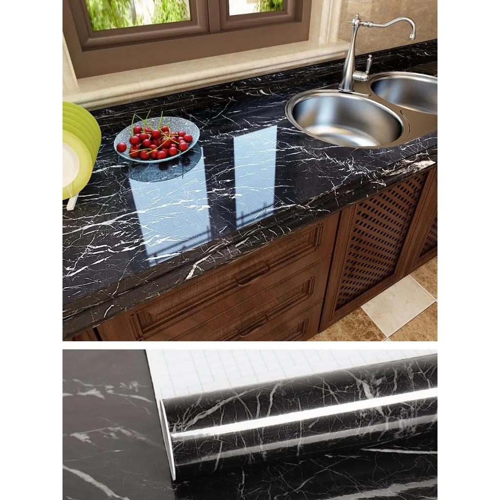 Marble Pattern Kitchen Oil Stickers Self Adhesive Waterproof Cabinet Stove Countertop Desktop Bathroom Renovation Wallpaper Home